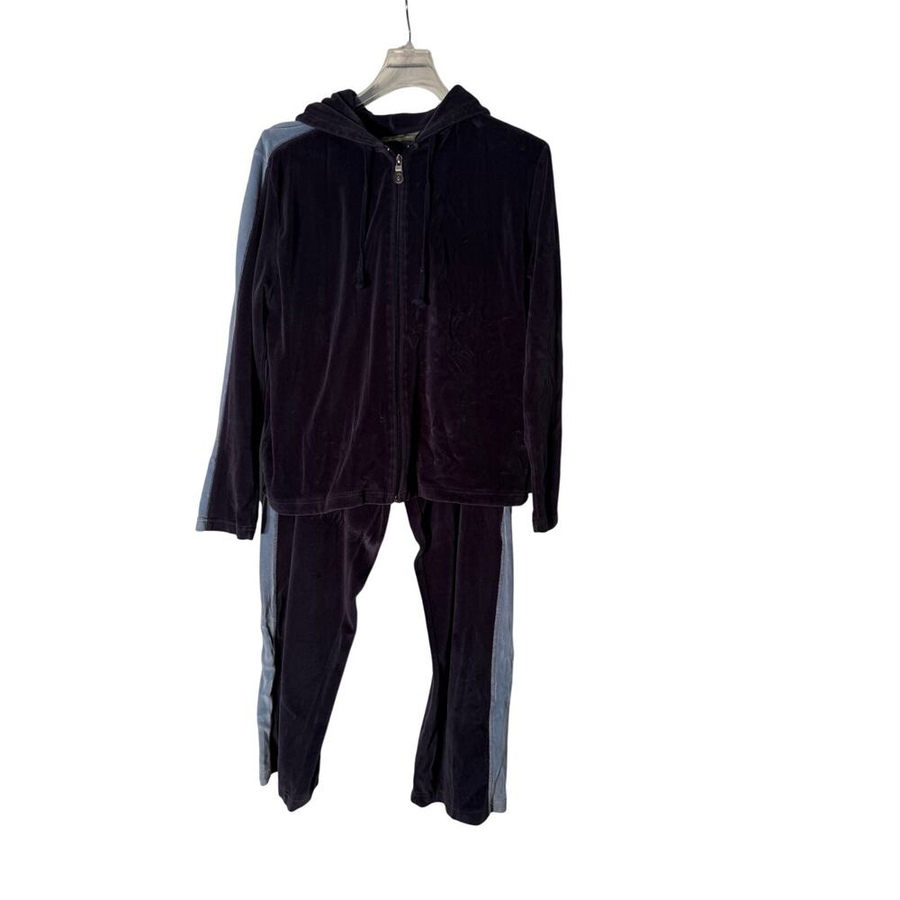 Mountain Lake 2pc Velour Set Cardigan /Pants Women's XL Navy